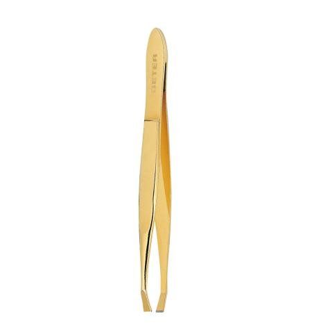 pinza de depilar punta de cangrejo dorada
